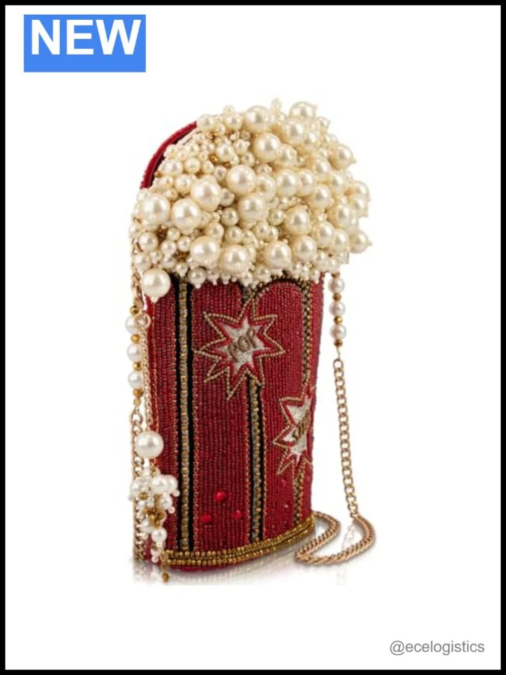 Beaded Crossbody Handbag with Convertible Sling Strap and Magnetic Closure